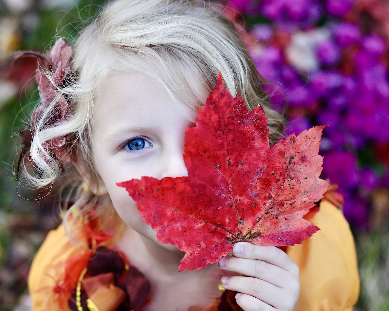 Kinderfotos selbst machen Blatt Herbst